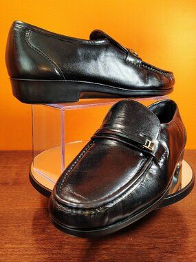 Florsheim Riva Moc Toe Bit Loafer | Black Kidskin Leather | Size 9 D